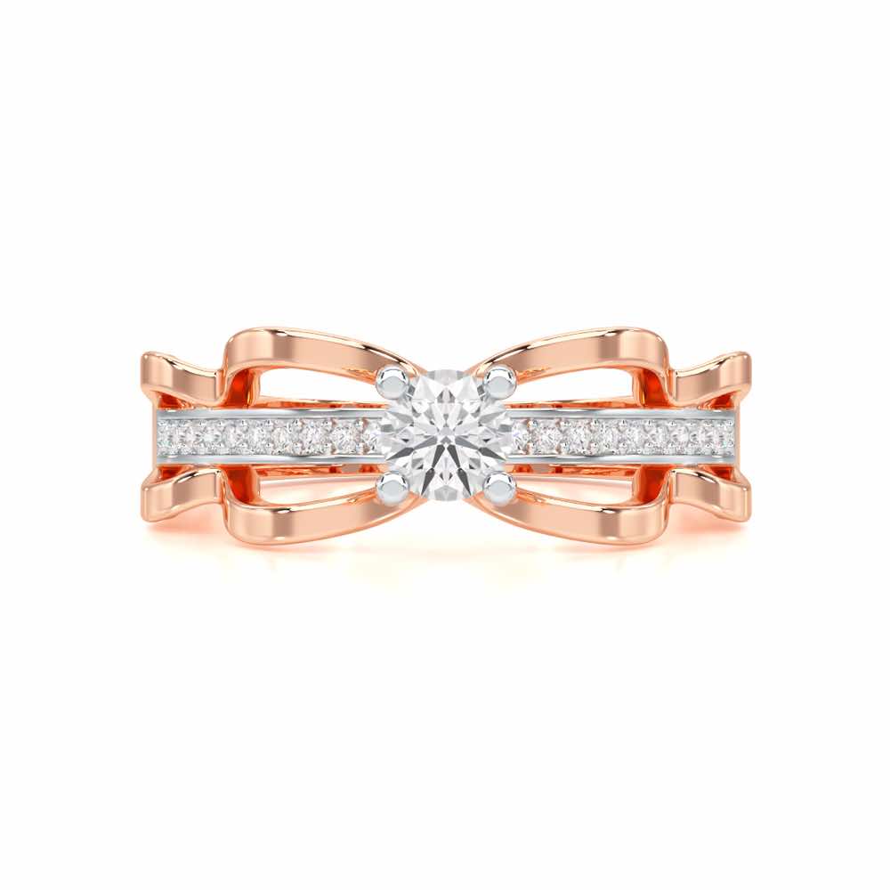 Braided Flare Solitaire Silver Ring - Rose Gold - Image 4