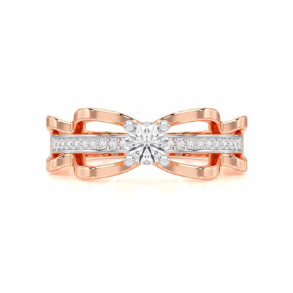 Braided Flare Solitaire Silver Ring - Rose Gold - Image 4
