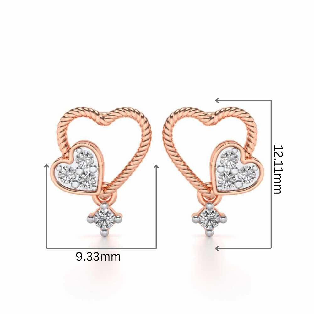 Braided Heart Silver Earrings - Rose Gold - Image 2