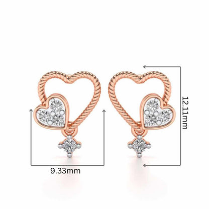 Braided Heart Silver Earrings - Rose Gold - Image 2