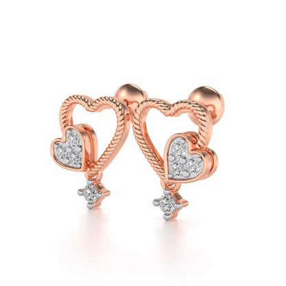 Braided Heart Silver Earrings - Rose Gold - Image 3