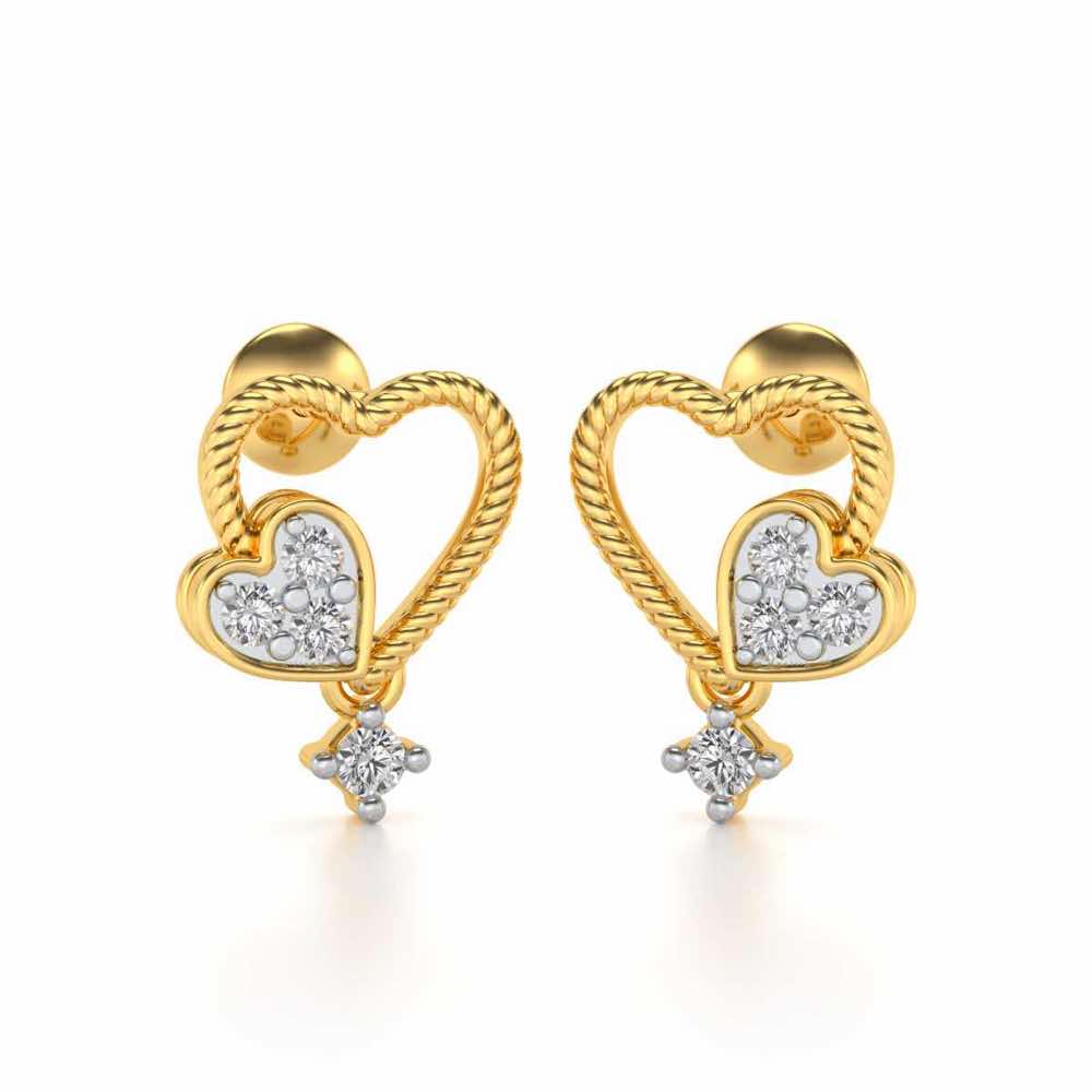 Braided Heart Silver Earrings - Yellow Gold - Image 1