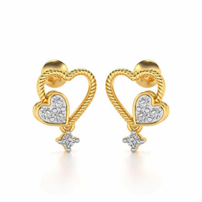 Braided Heart Silver Earrings - Yellow Gold - Image 1