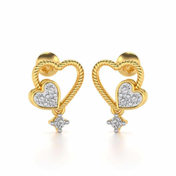 Braided Heart Silver Earrings - Yellow Gold - Image 1