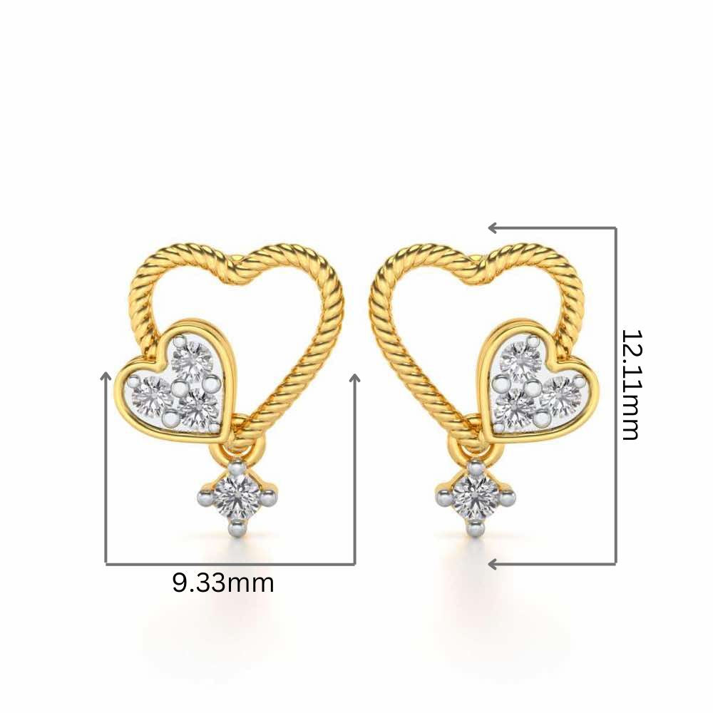 Braided Heart Silver Earrings - Yellow Gold - Image 2