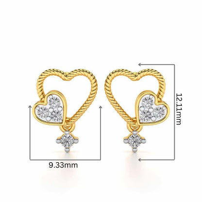 Braided Heart Silver Earrings - Yellow Gold - Image 2