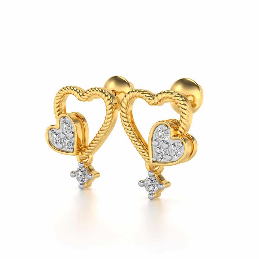 Braided Heart Silver Earrings - Yellow Gold - Image 3