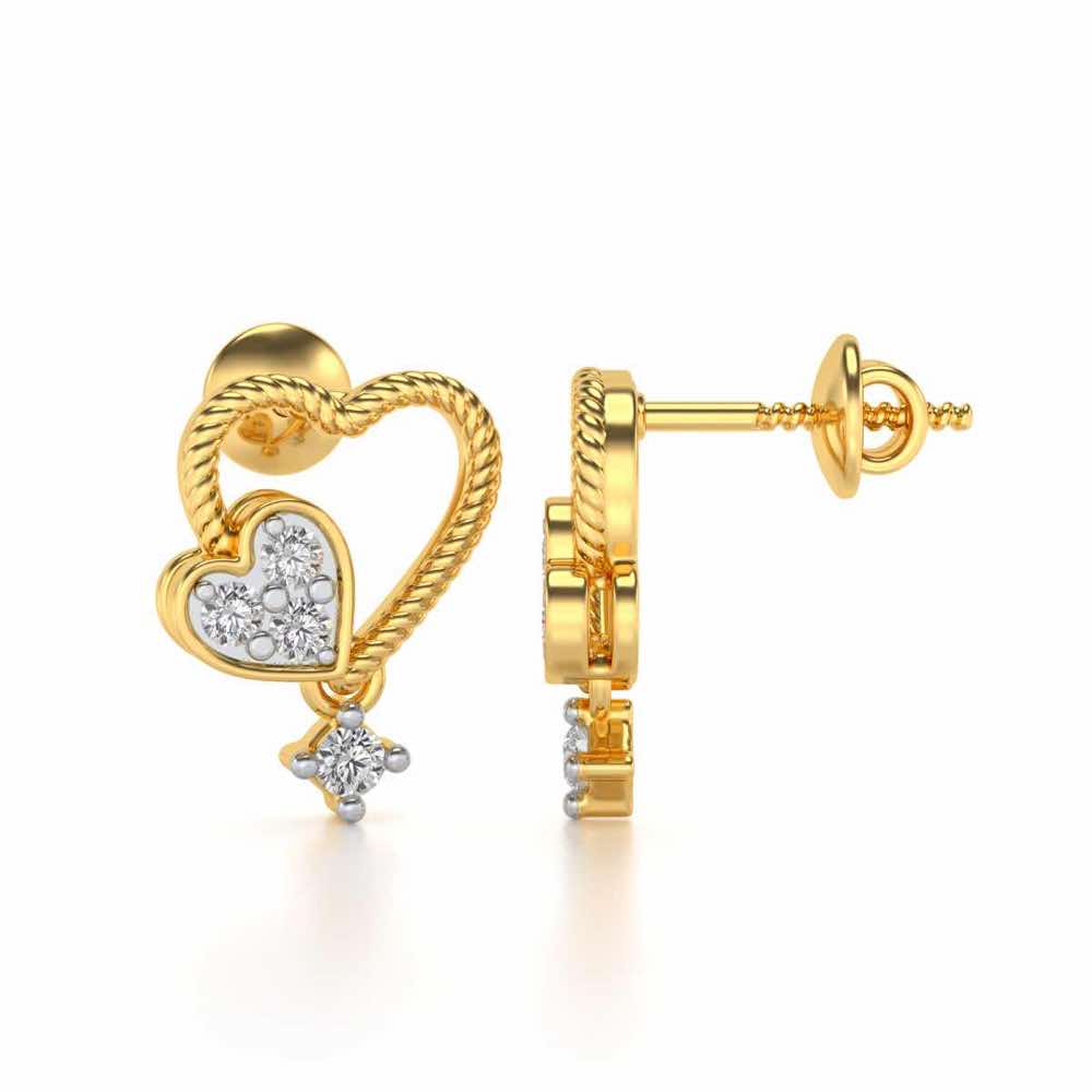 Braided Heart Silver Earrings - Yellow Gold - Image 4