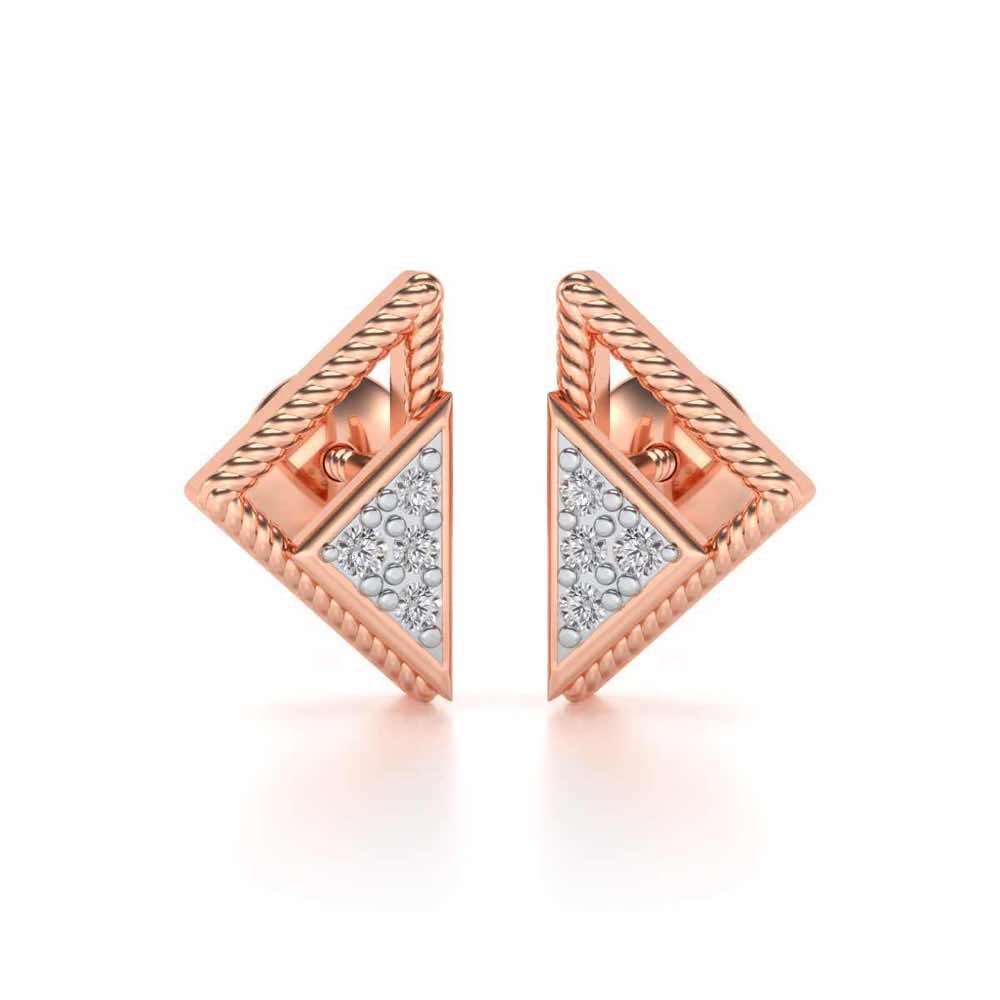 Braided Triangle Silver Earrings - Rose Gold - Image 1