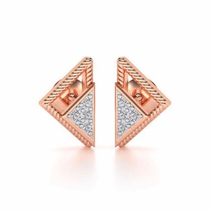 Braided Triangle Silver Earrings - Rose Gold - Image 1