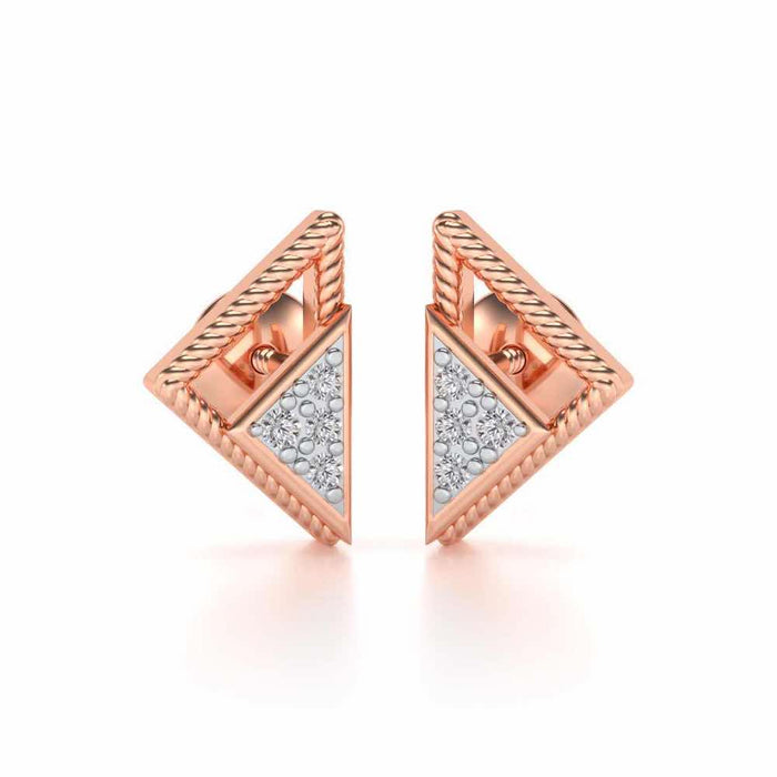 Braided Triangle Silver Earrings - Rose Gold - Image 1