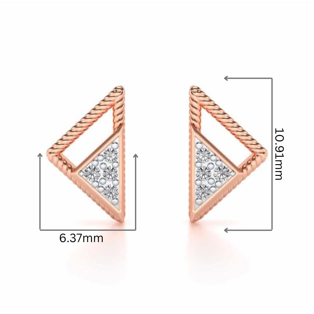 Braided Triangle Silver Earrings - Rose Gold - Image 2