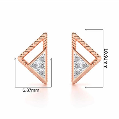 Braided Triangle Silver Earrings - Rose Gold - Image 2