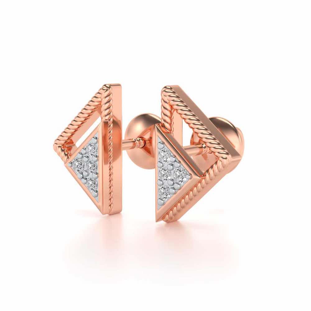 Braided Triangle Silver Earrings - Rose Gold - Image 3