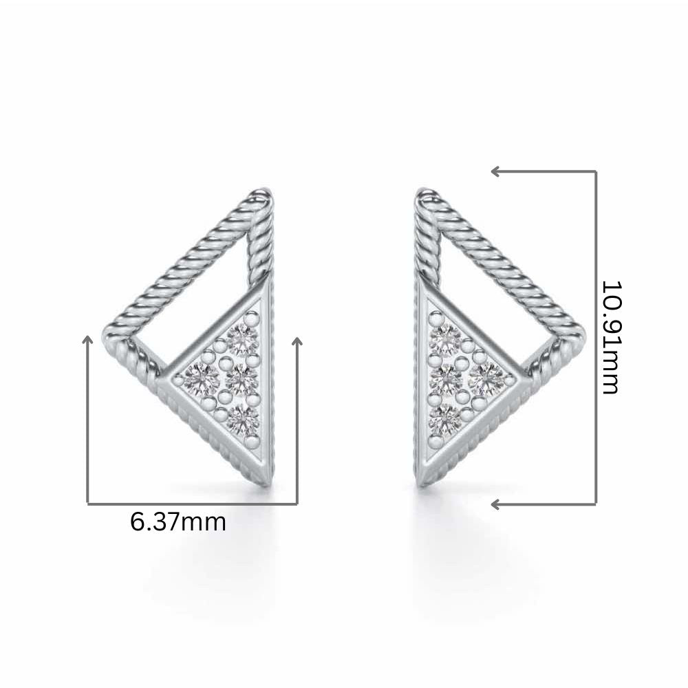 Braided Triangle Silver Earrings - White Gold - Image 2