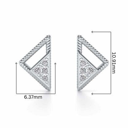 Braided Triangle Silver Earrings - White Gold - Image 2