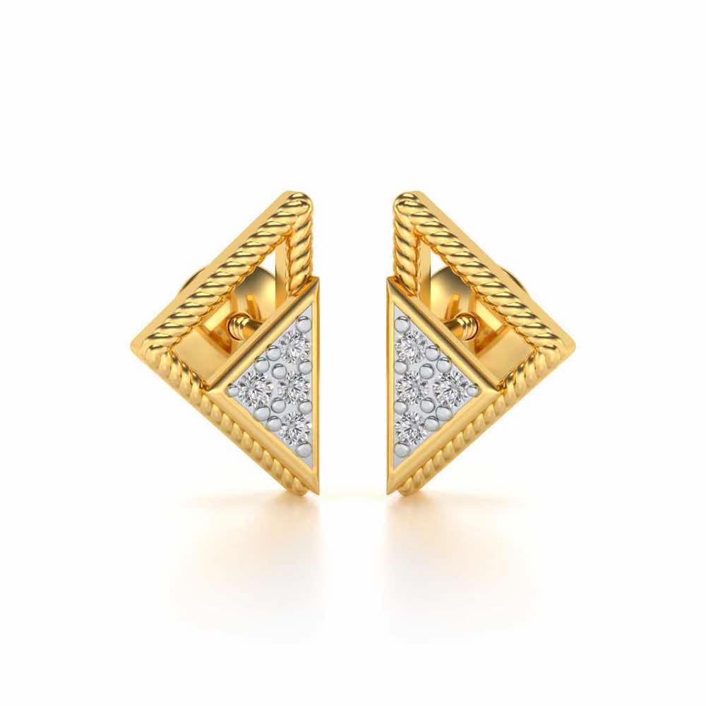 Braided Triangle Silver Earrings - Yellow Gold - Image 1
