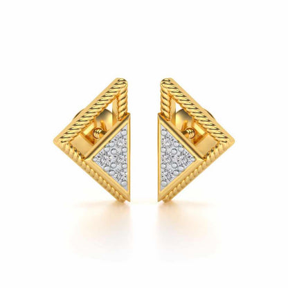 Braided Triangle Silver Earrings - Yellow Gold - Image 1