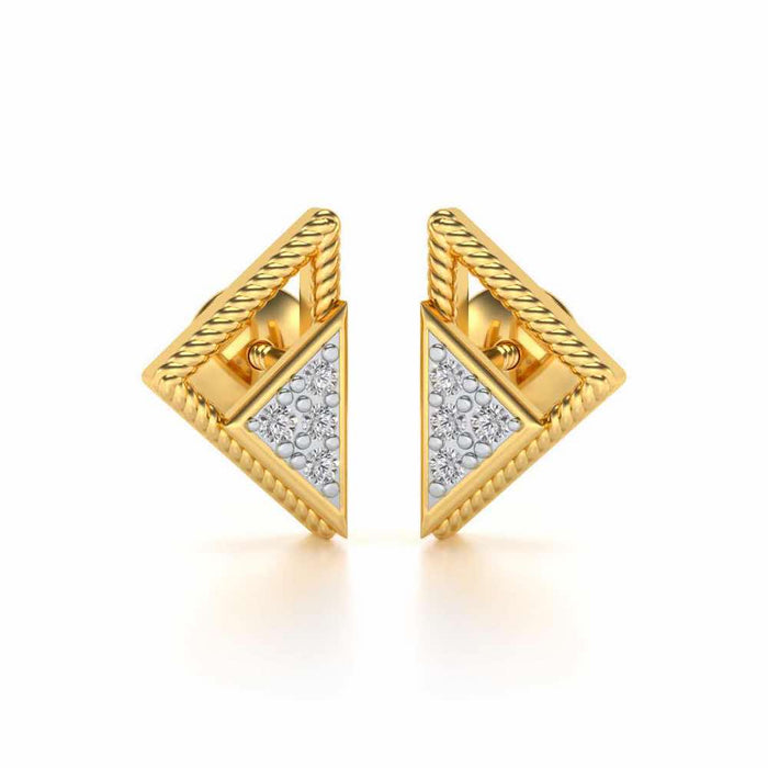 Braided Triangle Silver Earrings - Yellow Gold - Image 1