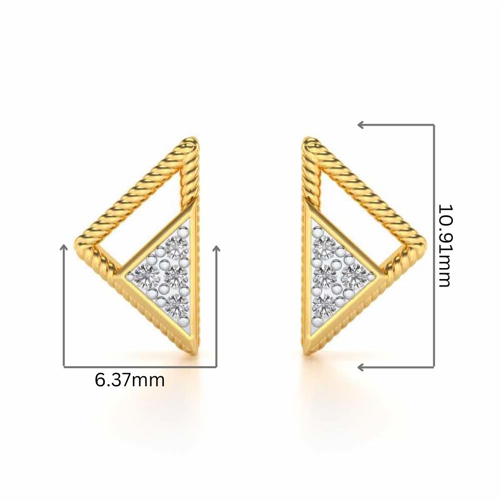 Braided Triangle Silver Earrings - Yellow Gold - Image 2
