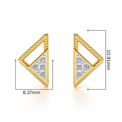 Braided Triangle Silver Earrings - Yellow Gold - Image 2