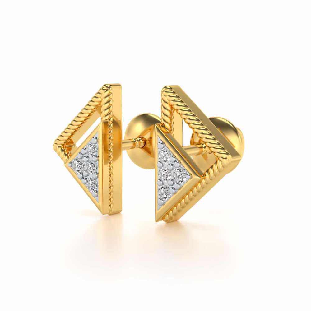 Braided Triangle Silver Earrings - Yellow Gold - Image 3