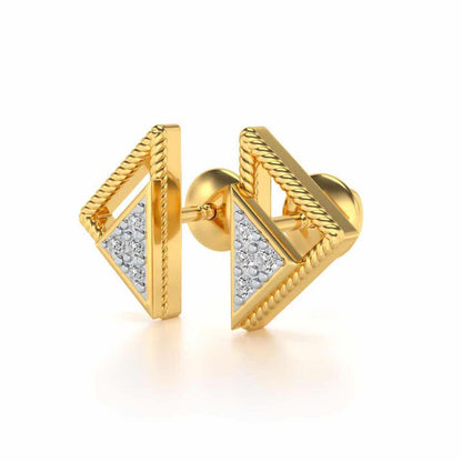 Braided Triangle Silver Earrings - Yellow Gold - Image 3
