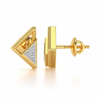 Braided Triangle Silver Earrings - Yellow Gold - Image 4