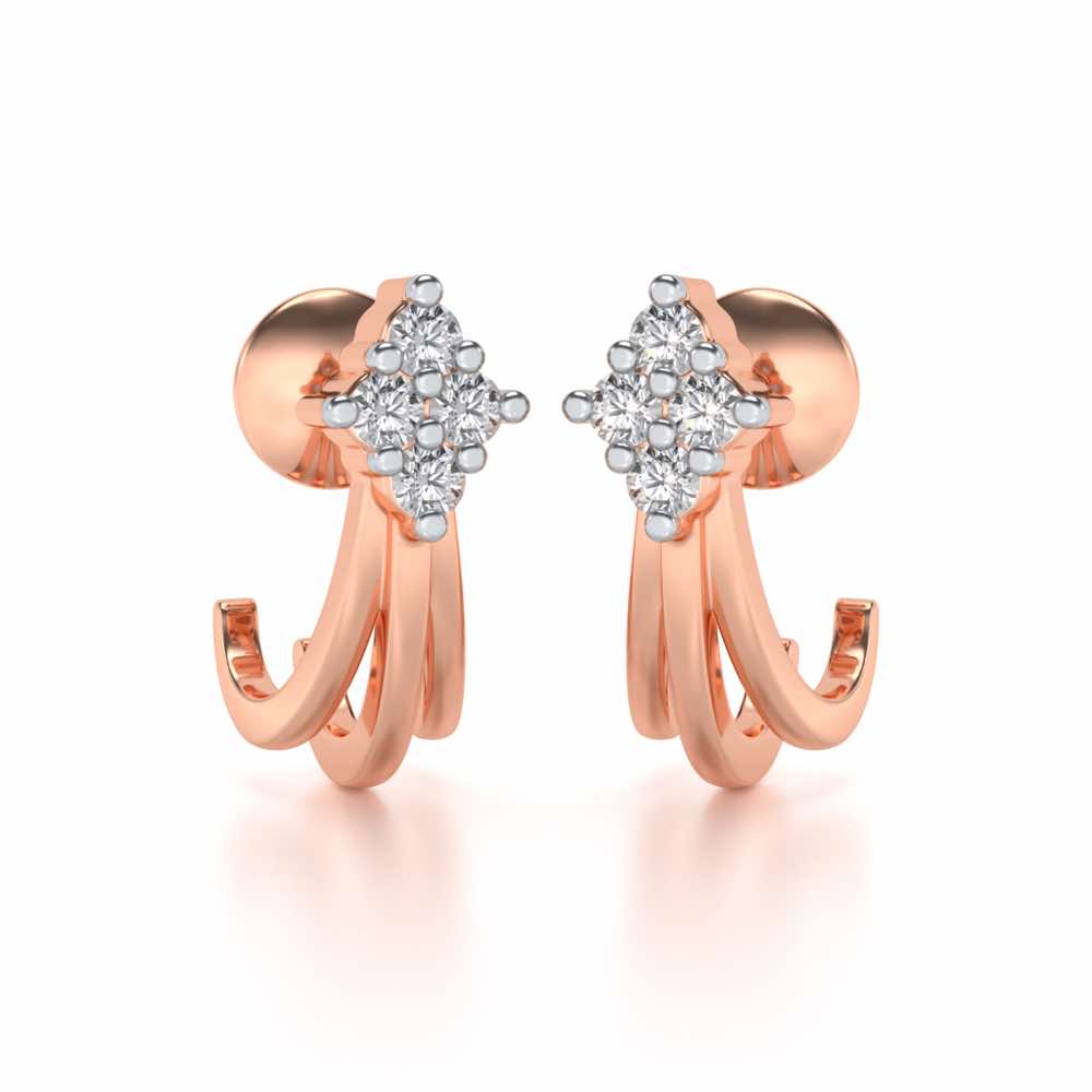 Branched Silver Bali Earrings - Rose Gold - Image 1