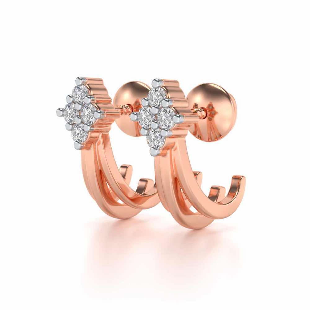Branched Silver Bali Earrings - Rose Gold - Image 3