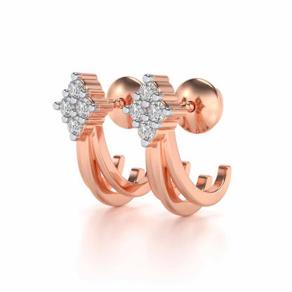 Branched Silver Bali Earrings - Rose Gold - Image 3