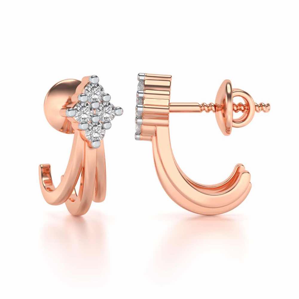 Branched Silver Bali Earrings - Rose Gold - Image 4