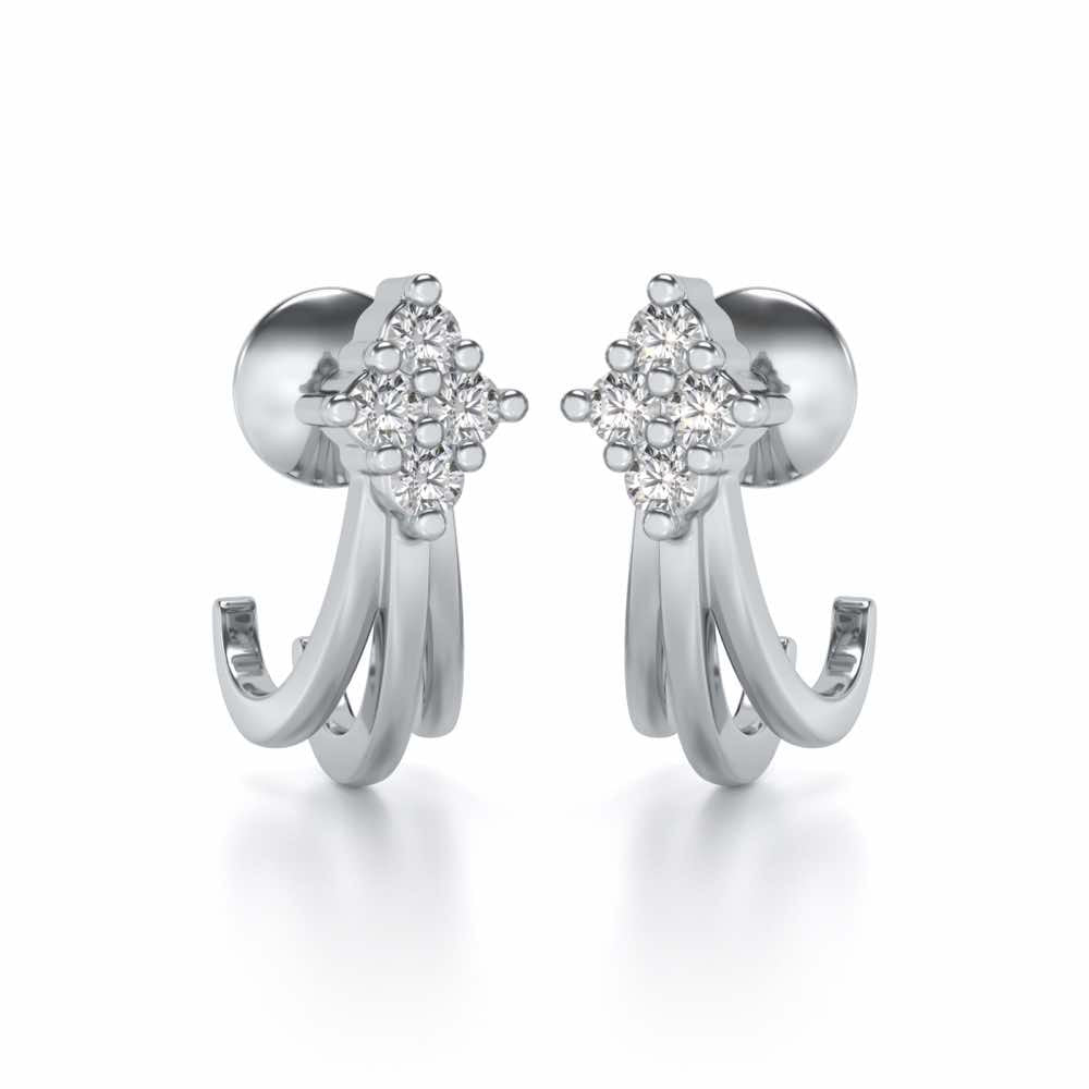 Branched Silver Bali Earrings - White Gold - Image 1