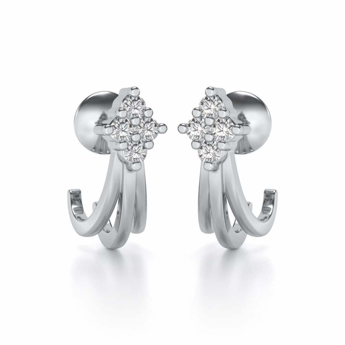 Branched Silver Bali Earrings - White Gold - Image 1