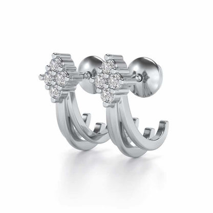 Branched Silver Bali Earrings - White Gold - Image 3