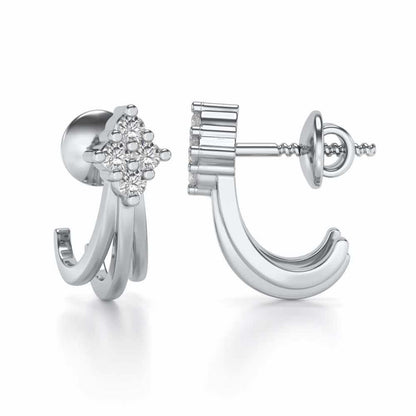 Branched Silver Bali Earrings - White Gold - Image 4
