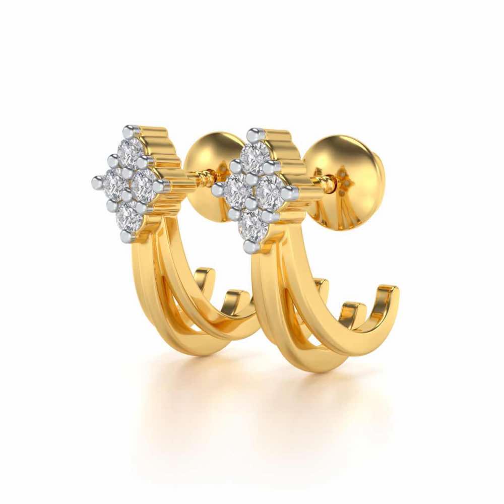 Branched Silver Bali Earrings - Yellow Gold - Image 3