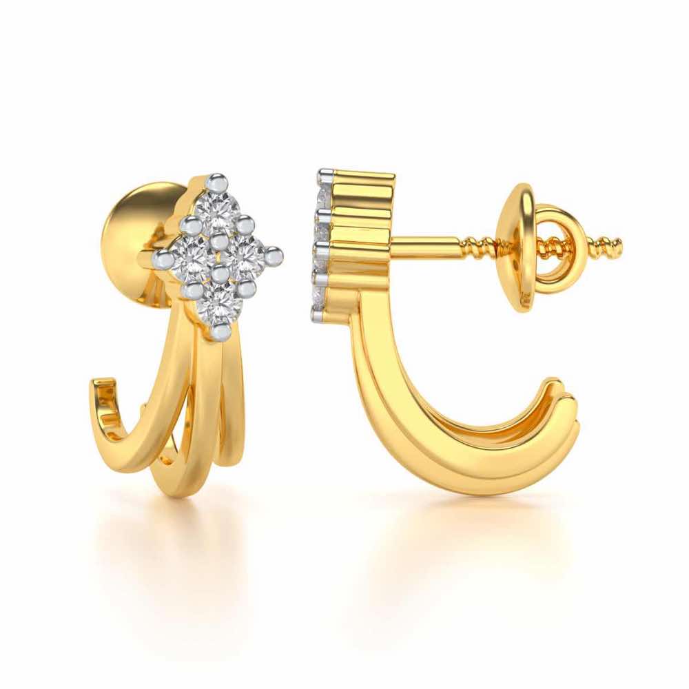 Branched Silver Bali Earrings - Yellow Gold - Image 4