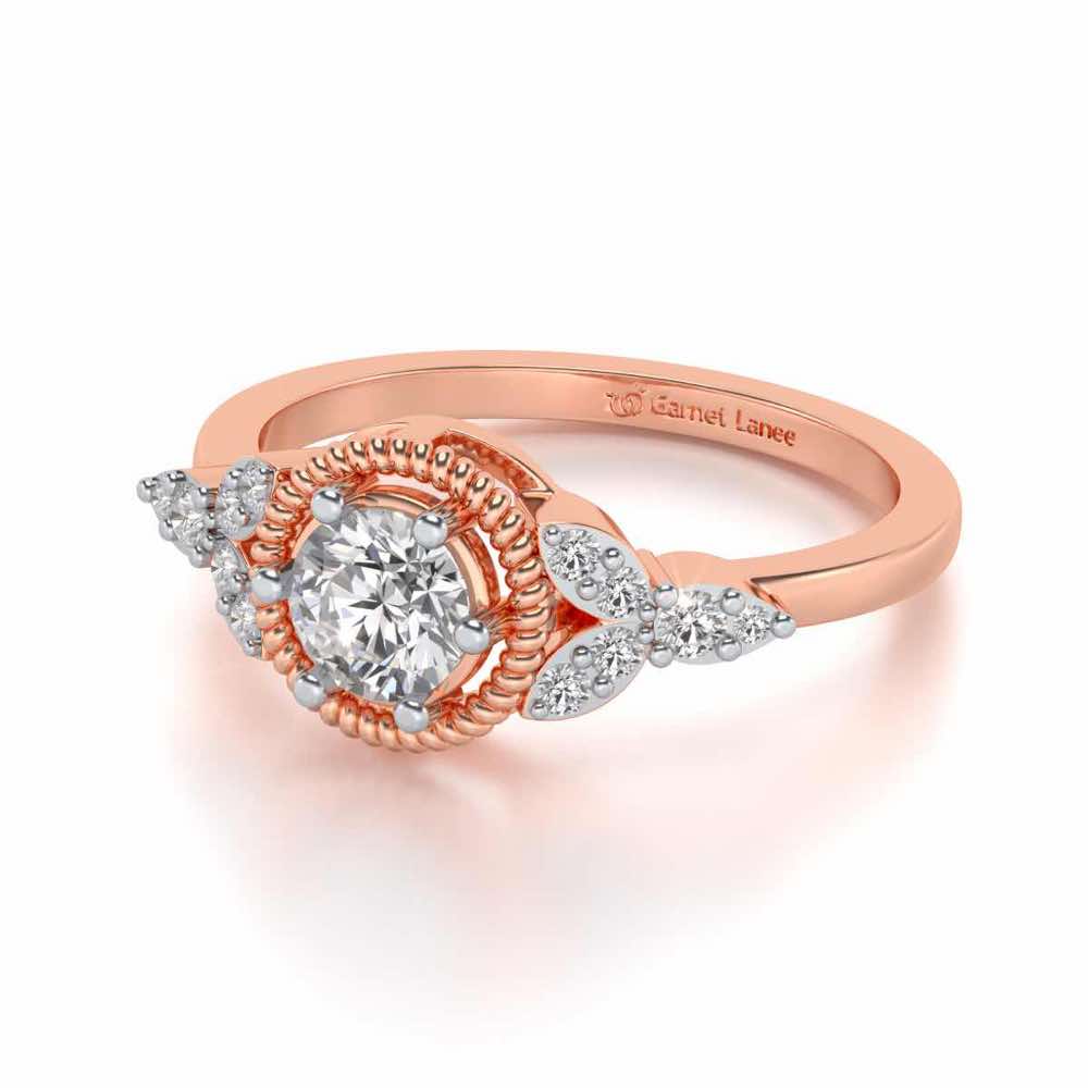 Brandish Solitaire Silver Ring - Rose Gold - Image 2