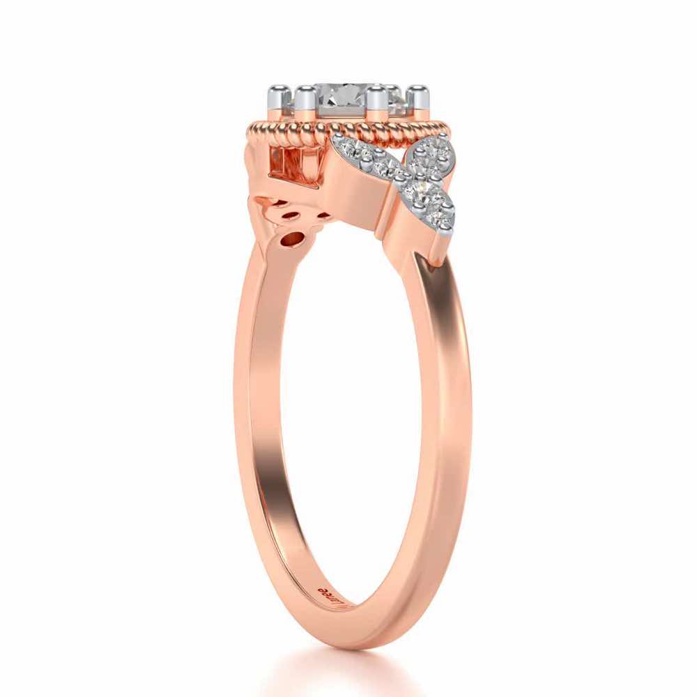 Brandish Solitaire Silver Ring - Rose Gold - Image 3