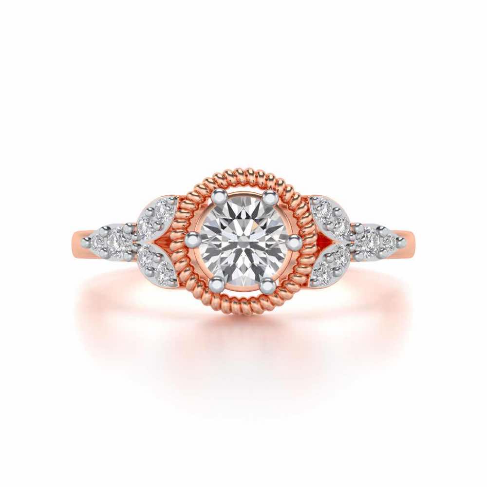 Brandish Solitaire Silver Ring - Rose Gold - Image 4