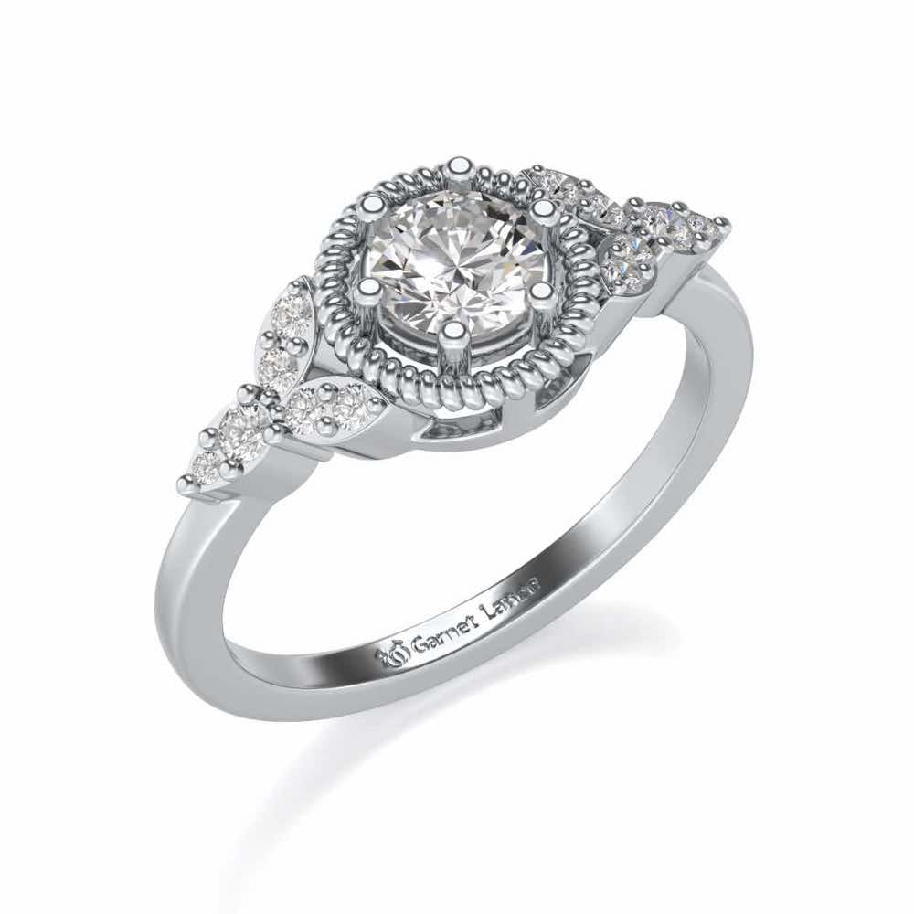 Brandish Solitaire Silver Ring - White Gold - Image 1