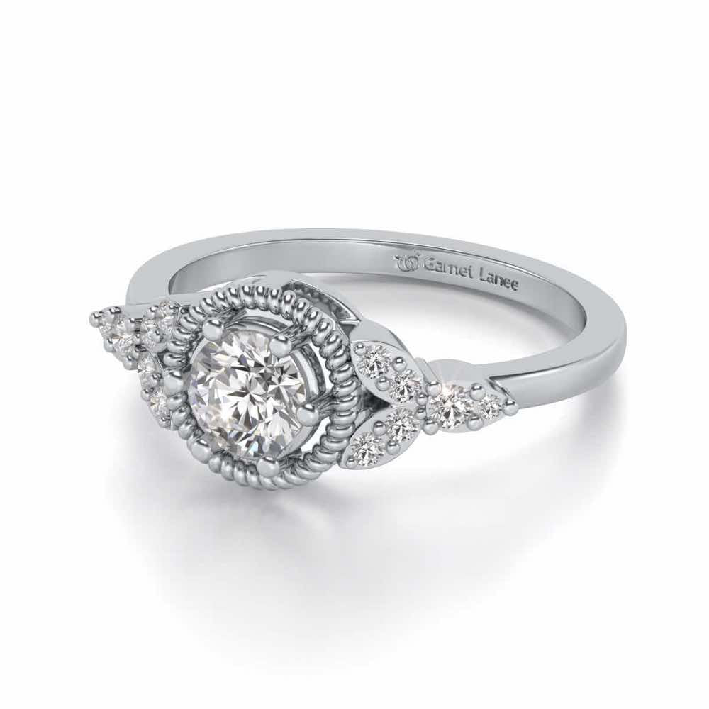 Brandish Solitaire Silver Ring - White Gold - Image 2