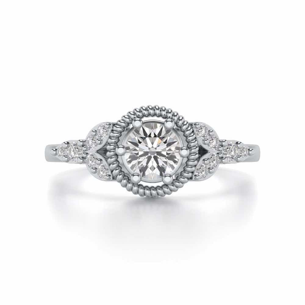 Brandish Solitaire Silver Ring - White Gold - Image 4