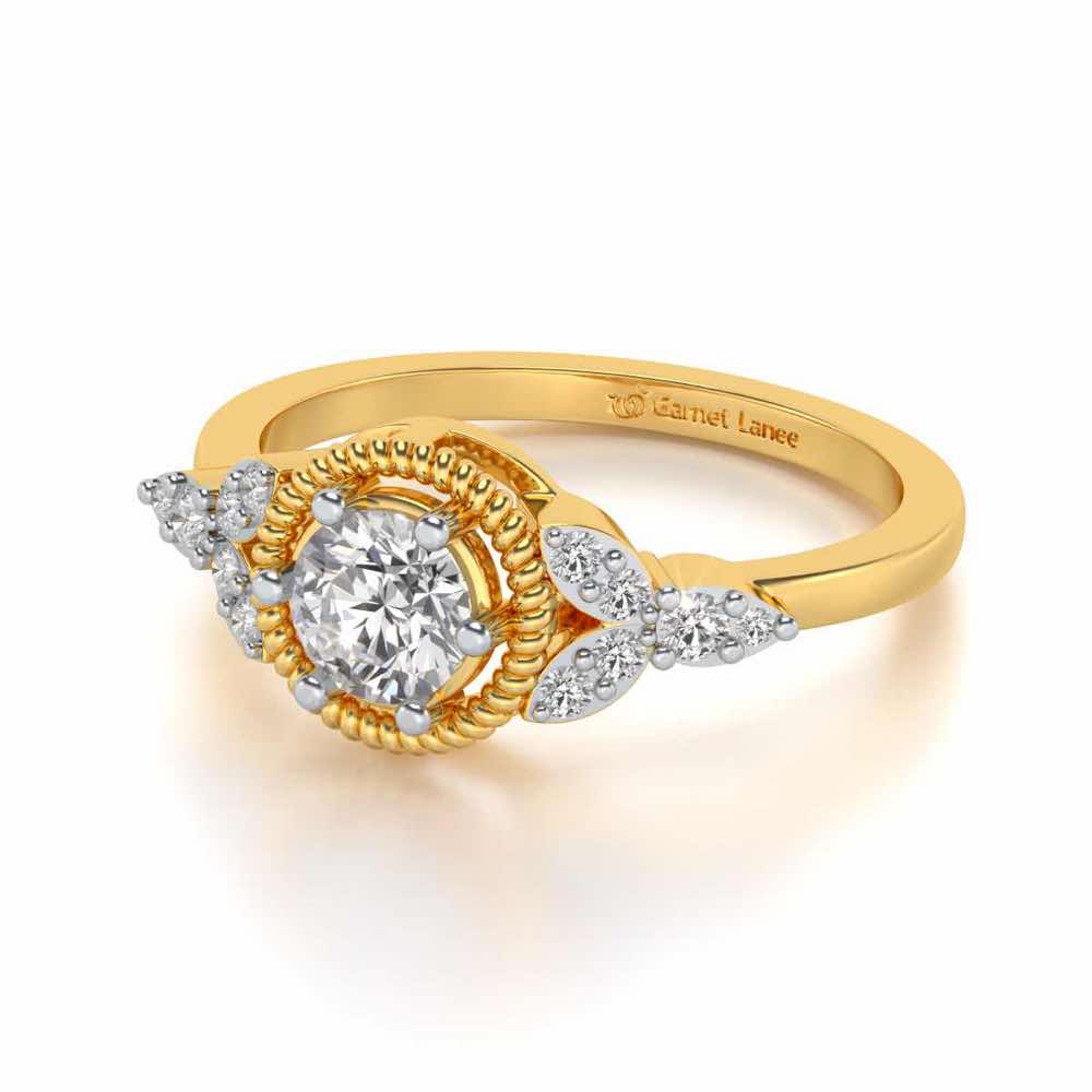Brandish Solitaire Silver Ring - Yellow Gold - Image 2