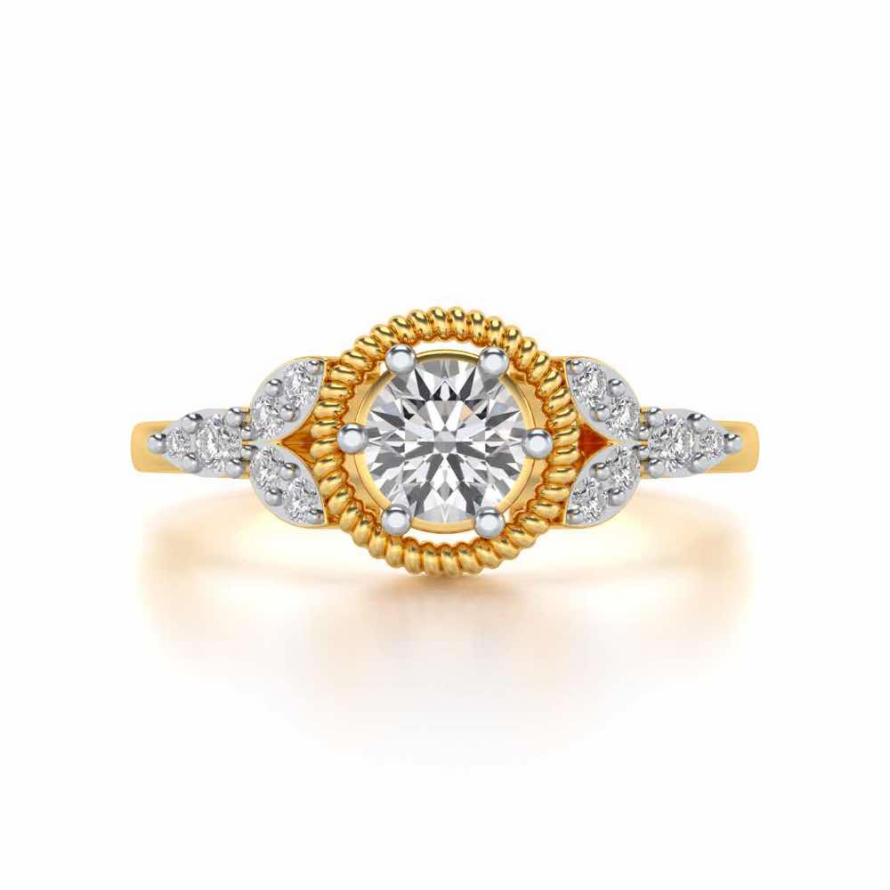 Brandish Solitaire Silver Ring - Yellow Gold - Image 4