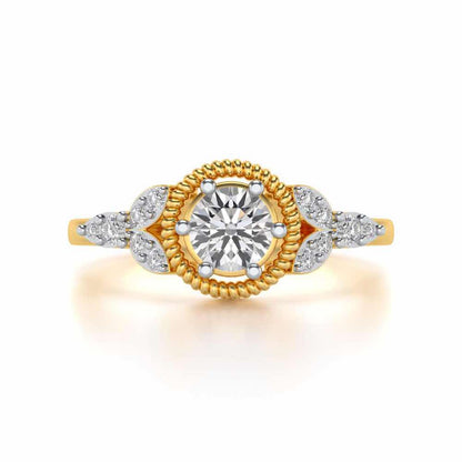 Brandish Solitaire Silver Ring - Yellow Gold - Image 4