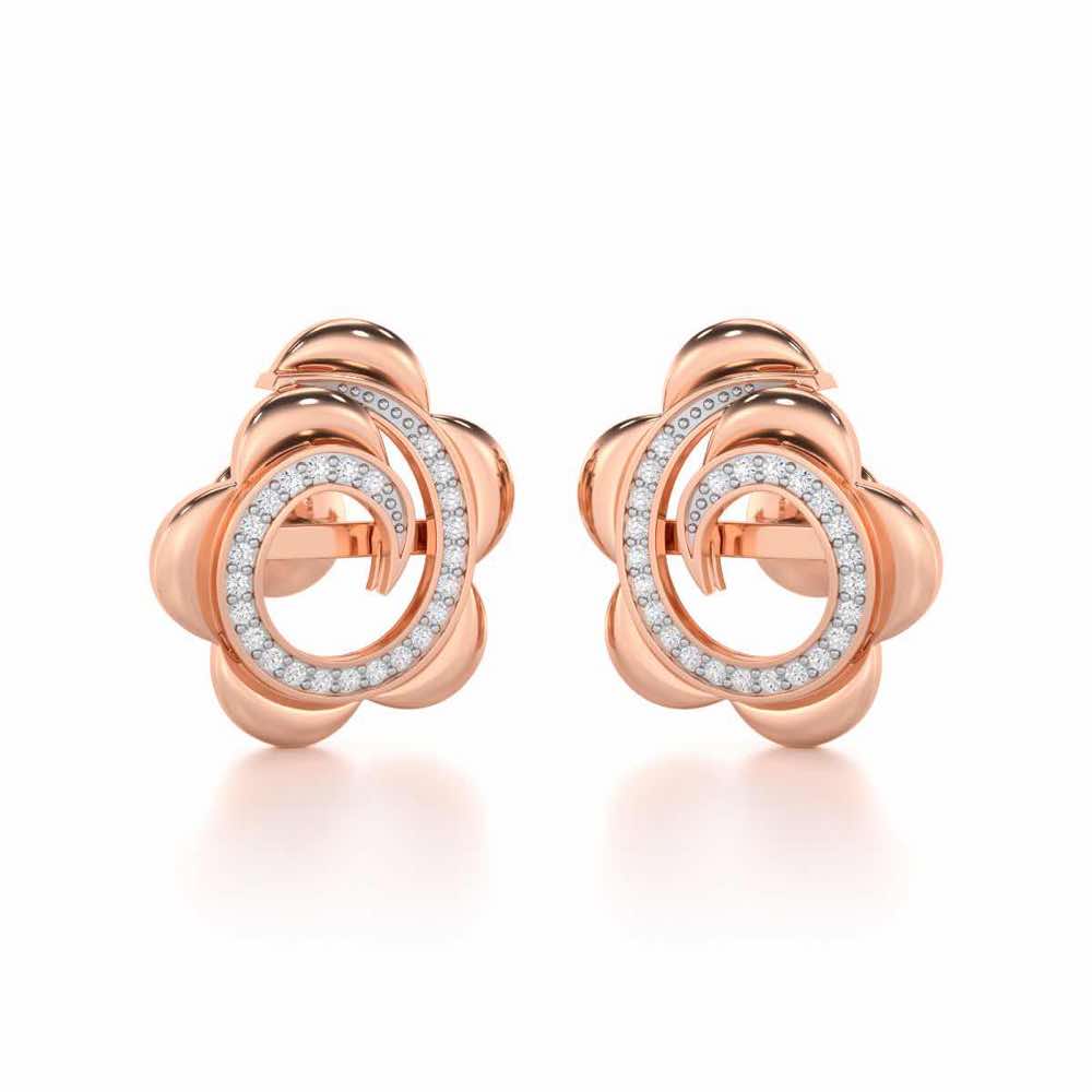 Bright Flower Silver Earrings - Rose Gold - Image 1