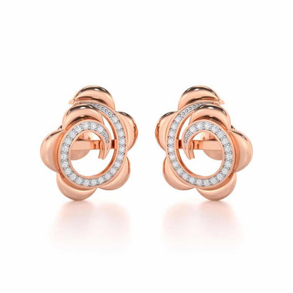 Bright Flower Silver Earrings - Rose Gold - Image 1