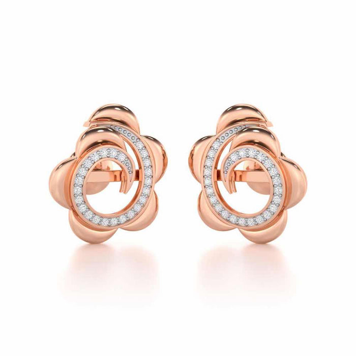 Bright Flower Silver Earrings - Rose Gold - Image 1